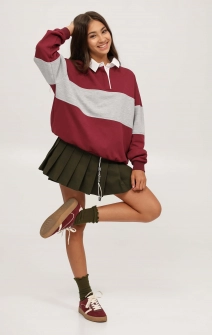 Спідниця-шорти у складку котонова темно-зелена