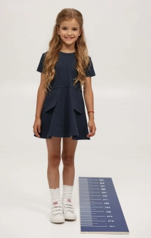 Міні-сукня шкільна трикотажна А-силует темно-синя