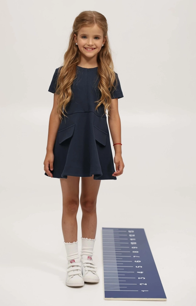 Міні-сукня шкільна трикотажна А-силует темно-синя
