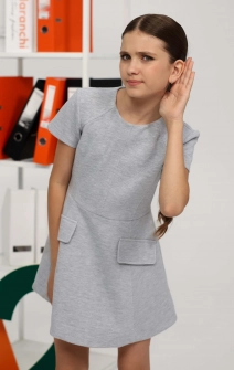 Мини-платье школьное трикотажное А-силуэт серое