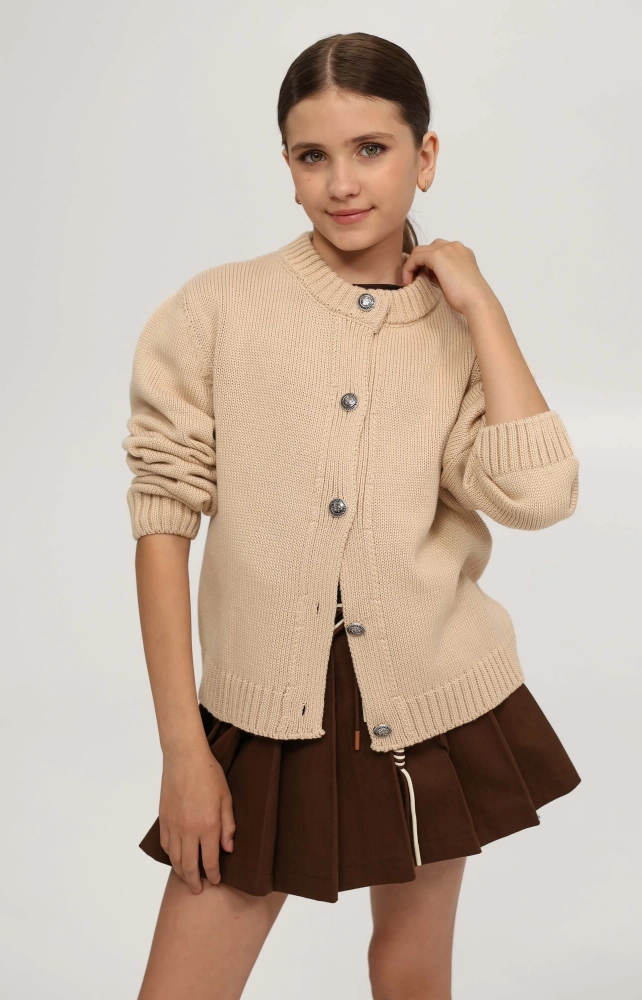 Спідниця-шорти у складку котонова шоколадна