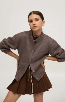 Спідниця-шорти у складку котонова шоколадна