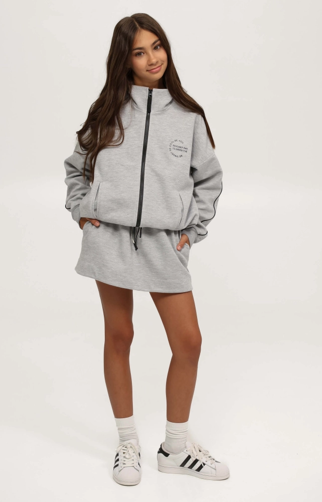 Кофта оверсайз с молнией серая