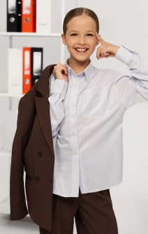 Сорочка класична шкільна біла в клітинку