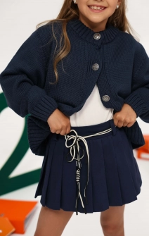 Спідниця-шорти у складку котонова темно-синя