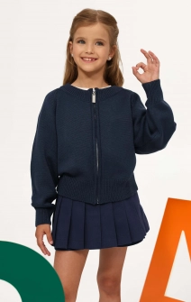 Кардиган вʼязаний на блискавці темно-синій