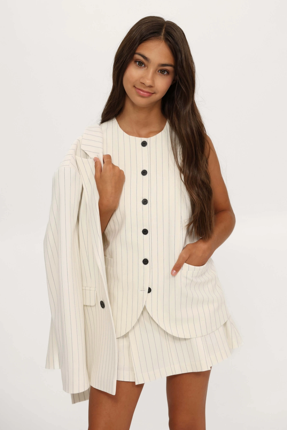 Спідниця-шорти молочна у смужку