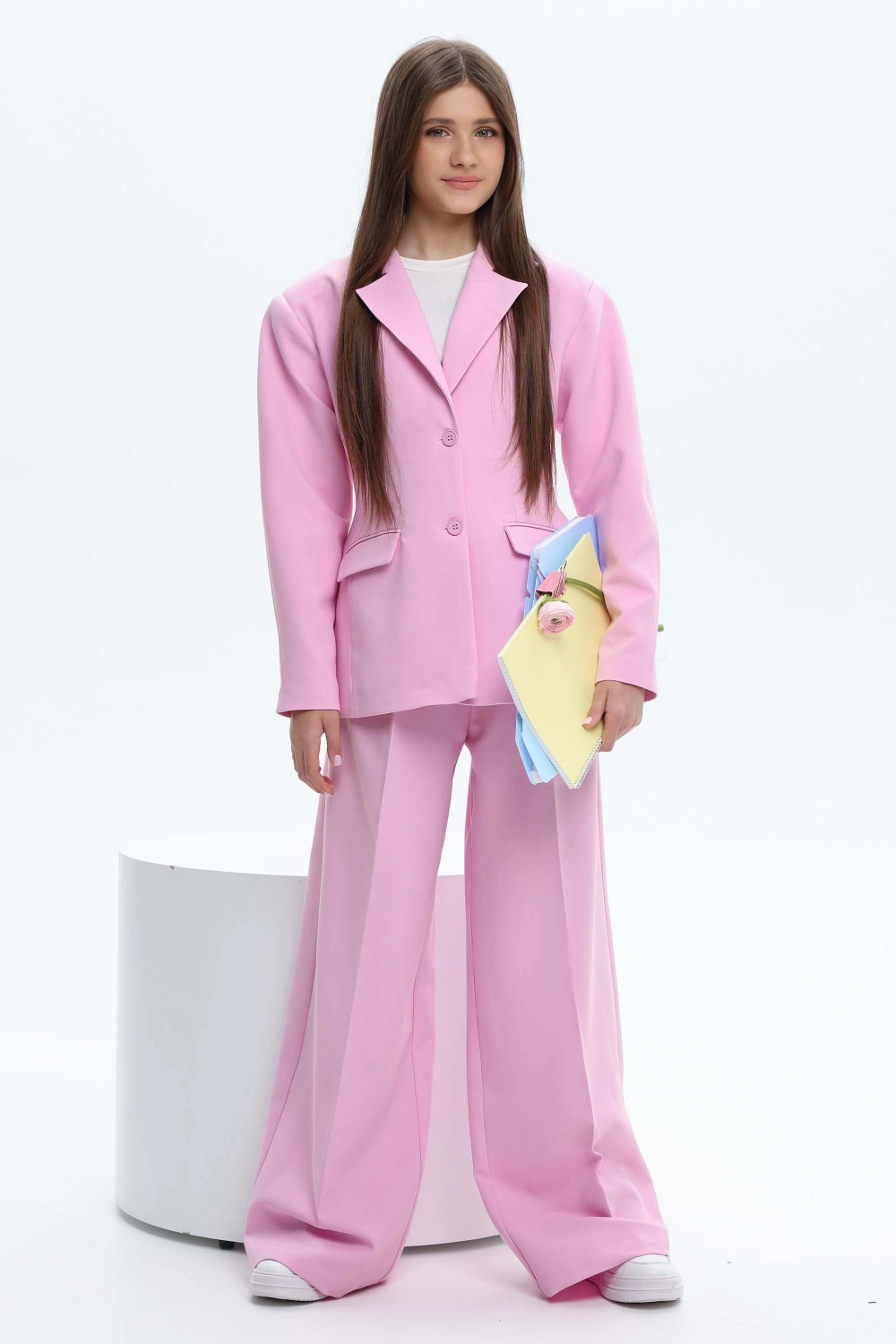 Брюки-палаццо классические розовые