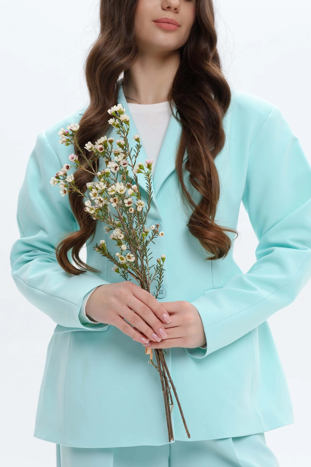 Жакет приталений бірюзовий
