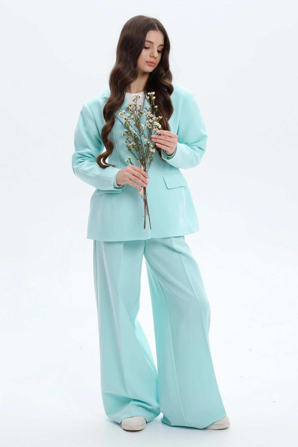 Брюки-палаццо классические бирюзовые
