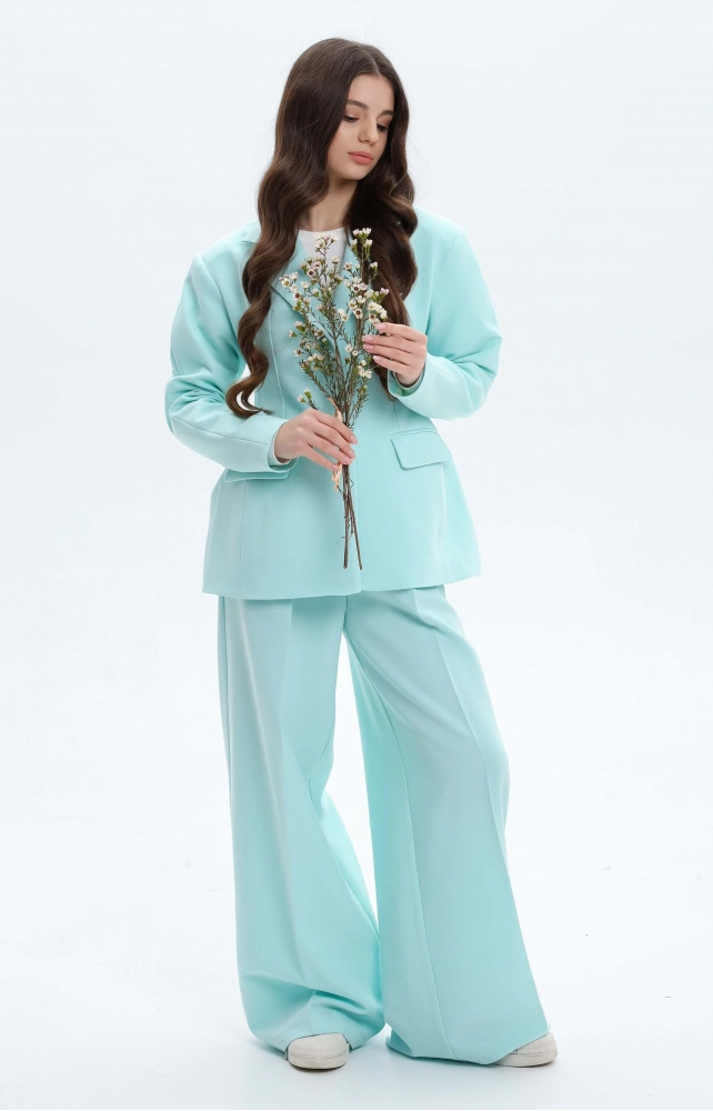 Жакет приталений бірюзовий