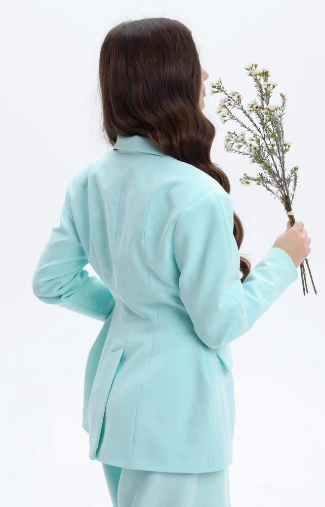 Жакет приталений бірюзовий