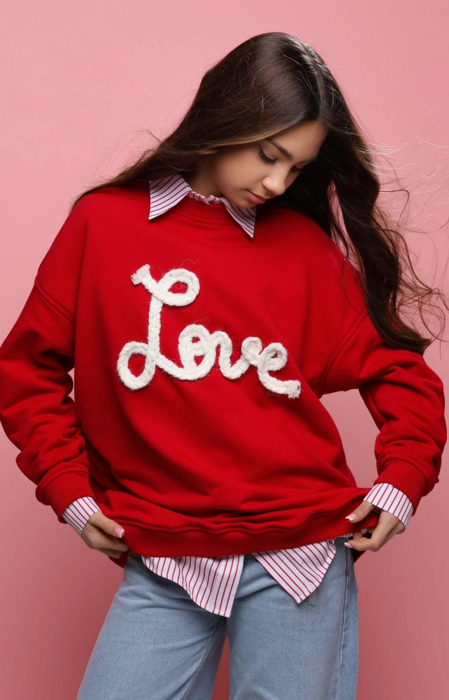 Світшот червоний з написом LOVE
