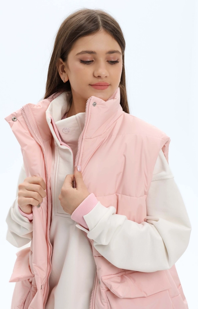 Жилет стьобаний подовжений рожевий