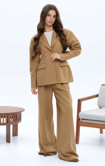 Брюки-палаццо классические миндальные