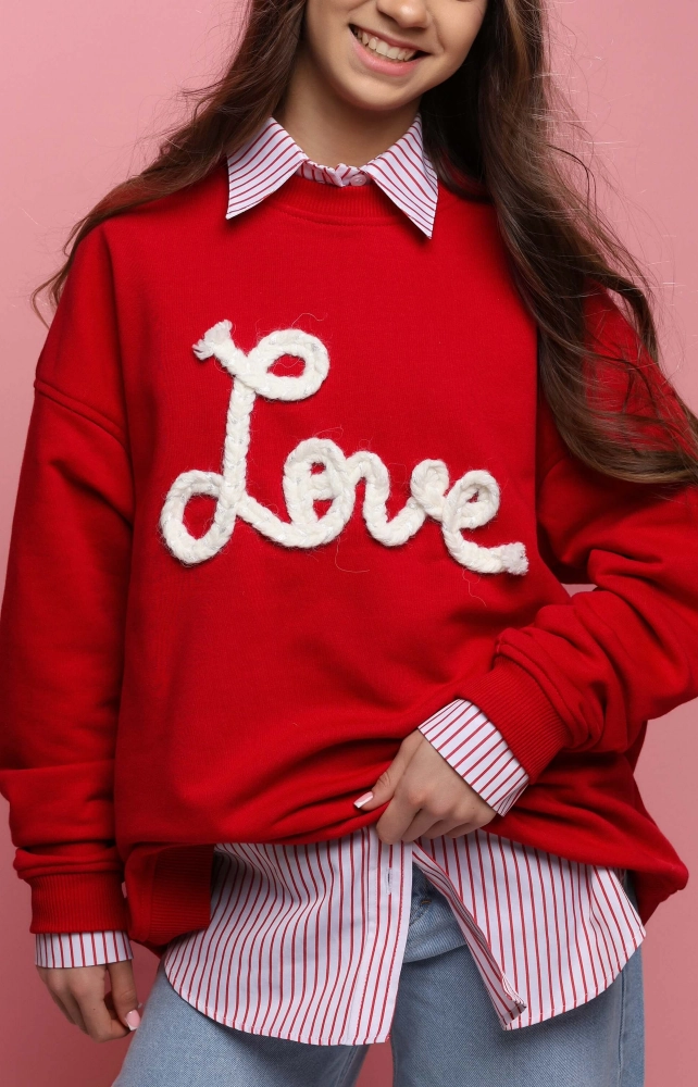 Світшот червоний з написом LOVE