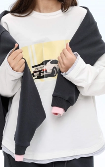 Лонгслів подовжений молочний жовте авто