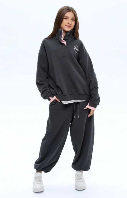 Світшот-поло з коміром-стійкою графітовий