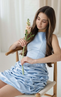 Корсетное платье с фантазийной юбкой голубое