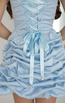 Корсетное платье с фантазийной юбкой голубое