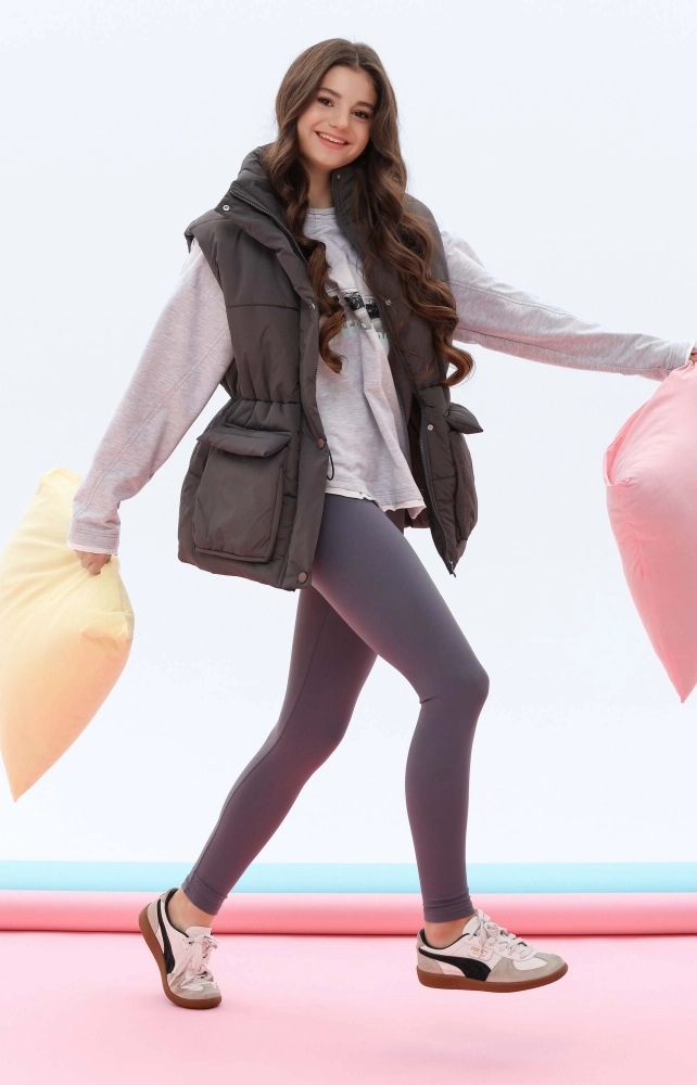 Жилет стьобаний подовжений сірий