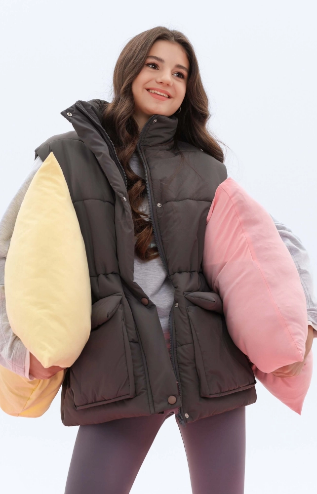 Жилет стьобаний подовжений сірий