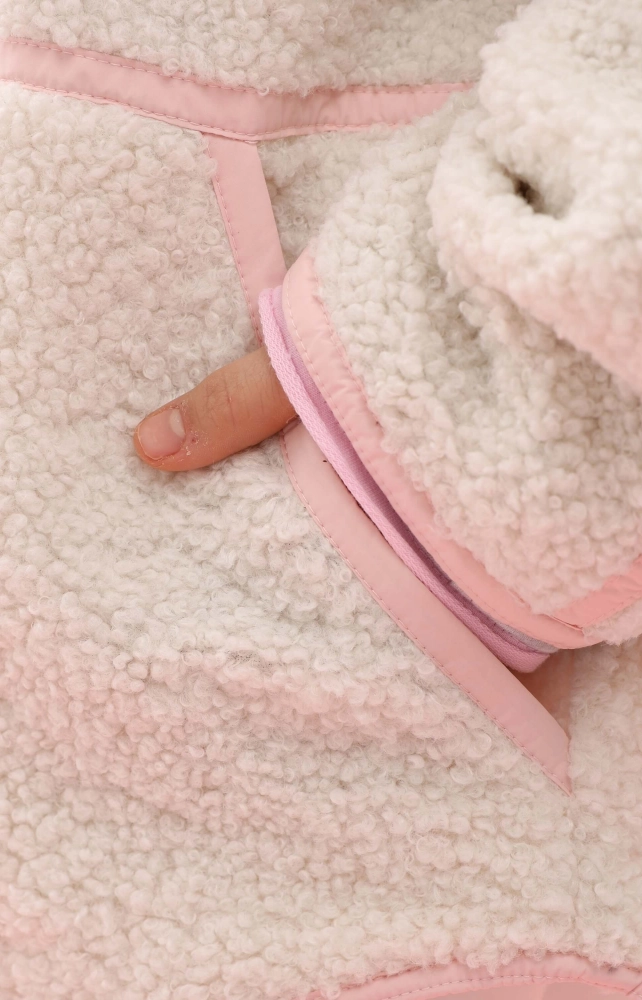 Кофта зіп тедді молочна з рожевим