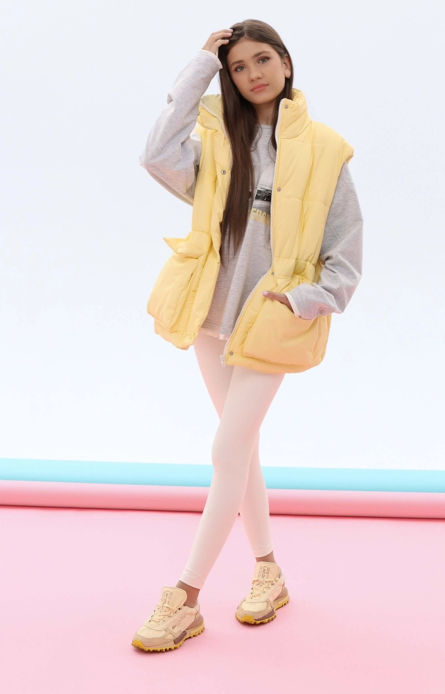 Жилет стьобаний подовжений світло-жовтий