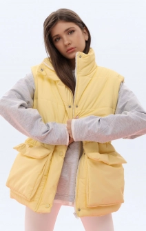 Жилет стьобаний подовжений світло-жовтий