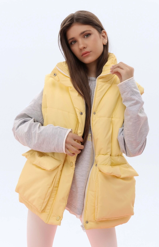 Жилет стьобаний подовжений світло-жовтий