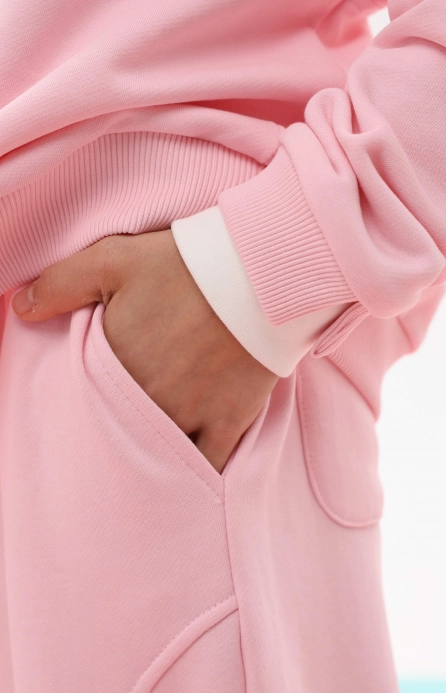 Світшот-поло з коміром-стійкою рожевий