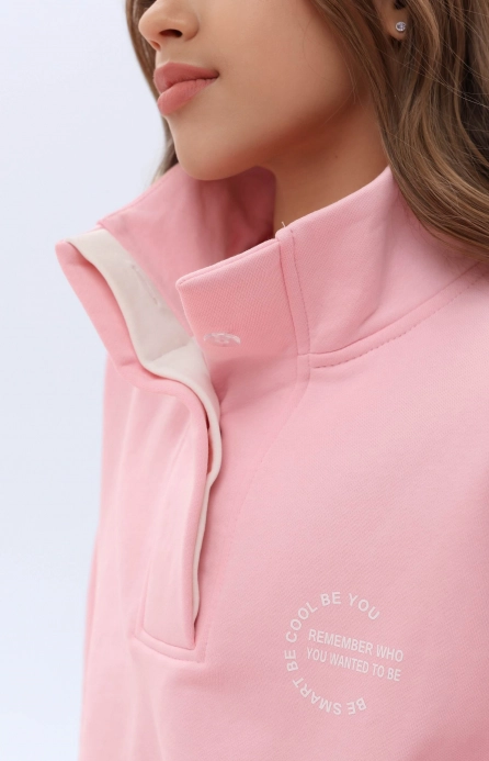 Світшот-поло з коміром-стійкою рожевий