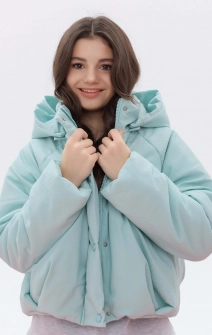 Куртка-бомбер з капюшоном бірюзова
