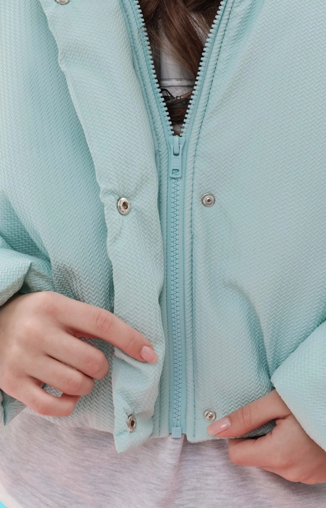 Куртка-бомбер з капюшоном бірюзова