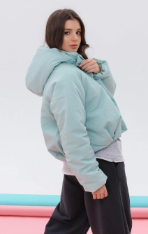 Куртка-бомбер з капюшоном бірюзова
