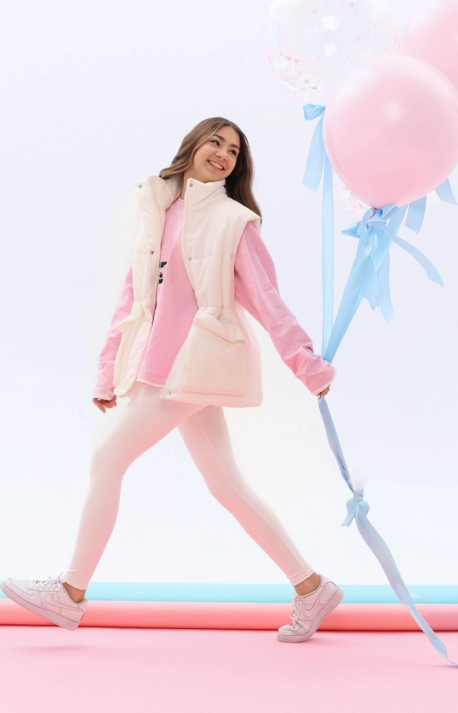 Жилет стьобаний подовжений молочний