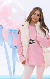 Лонгслів подовжений рожевий рожеве авто