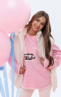 Лонгслів подовжений рожевий рожеве авто