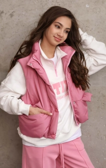 Свитшот с молнией молочный с розовой надписью