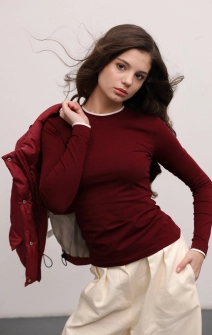 Лонгслив бордовый с белым кантом