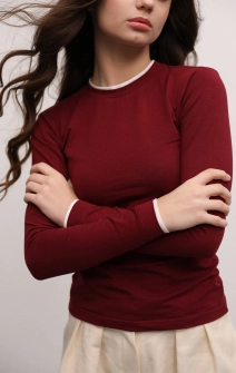 Лонгслив бордовый с белым кантом