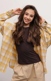 Лонгслив шоколадный с белым кантом