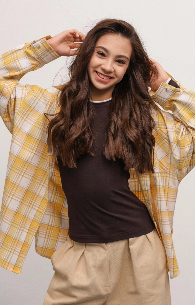 Лонгслив шоколадный с белым кантом