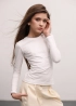 Лонгслив молочный с кофейным кантом
