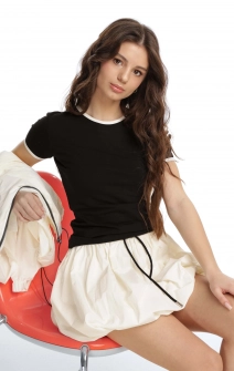 Юбка-баллон жатая молочная