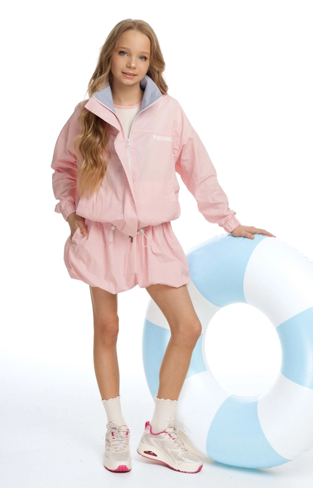 Бомбер тонкий жатий рожевий