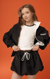 Бомбер тонкий жатий чорний