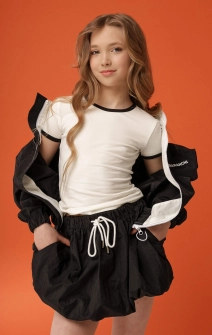 Юбка-баллон жатая черная