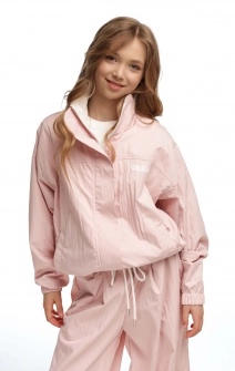 Бомбер тонкий жатий пудровий