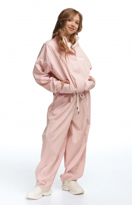 Бомбер тонкий жатий пудровий